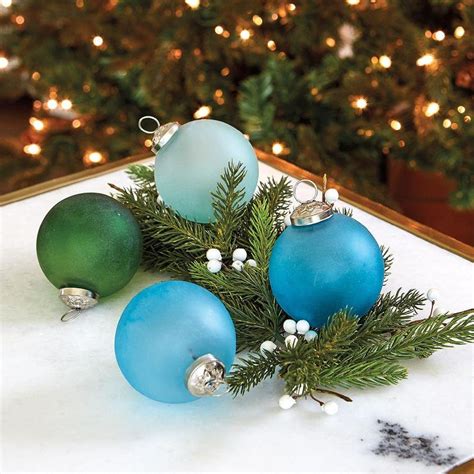 Frosted Blue Green Sea Glass Ornaments