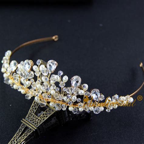 Gold And Silver Rhinestone Bridal Headband Shiny Princess Crown Tiara