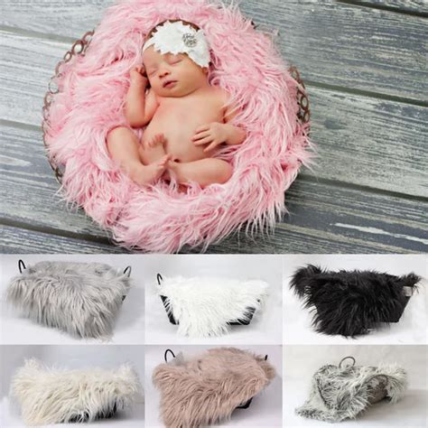 50 60cm Newborn Baby Soft Faux Fur Blankets Photography Fur Blankets