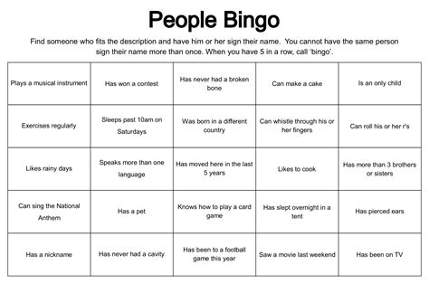 Human Bingo Templates Printable Human Bingo Bingo Car