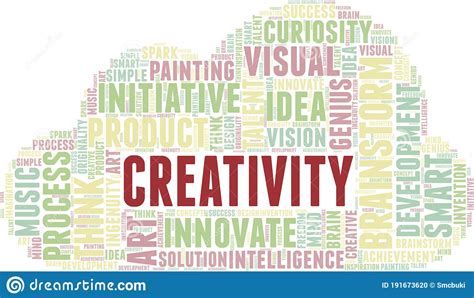 Creativity Word Cloud Isolated On A White Background 50`s Color Scheme