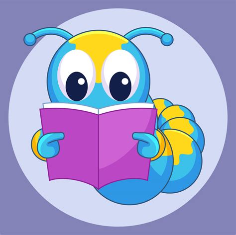 Bookworm Reading Book Cartoon Clipart Vector Friendlystock Gambaran