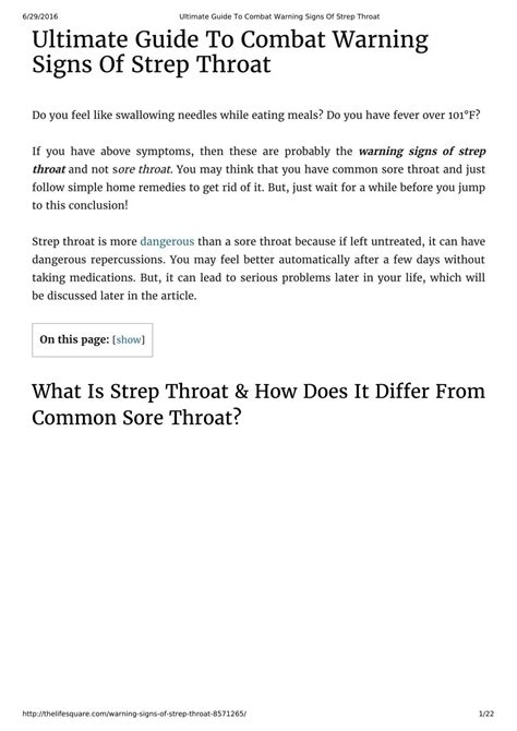 Ppt Ultimate Guide To Combat Warning Signs Of Strep Throat Powerpoint