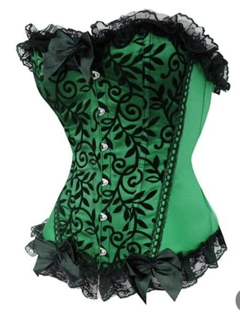 Green With Bows And Fancy Lace Floral Corset Lace Corset Corset Top Boned Corsets Overbust