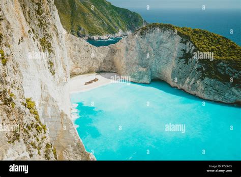 Navagio Beach Zakynthos Shipwreck Bay With Turquoise Water And White