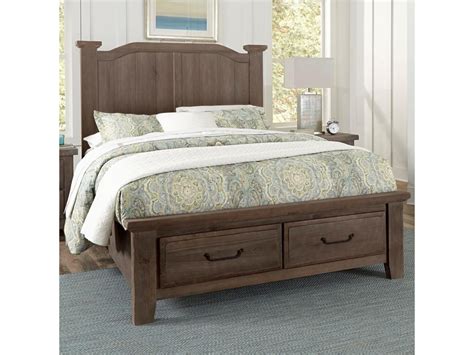 Vaughan Bassett Sawmill Transitional Queen Arch Bed With 2 Drawer Storage Footboard Find Your