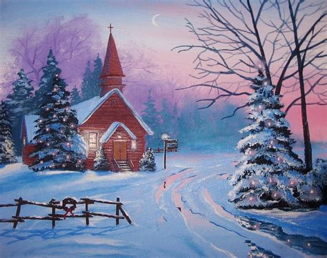 Church In The Country Country Christmas Church Snow Hd Wallpaper