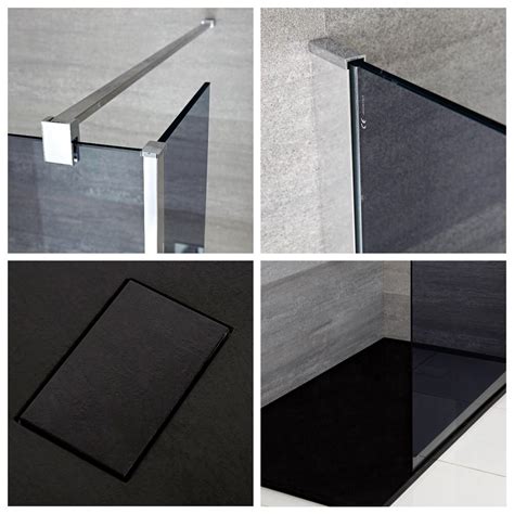 Milano Portland Luna Smoked Glass Walk In Shower Enclosure With Tray Choice Of Sizes And