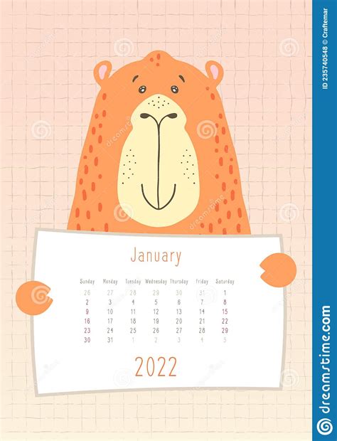 2022 January Calendar Cute Camel Animal Holding A Monthly Calendar