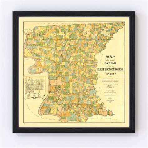 Vintage Map Of East Baton Rouge Parish Louisiana 1895 By Teds Vintage Art