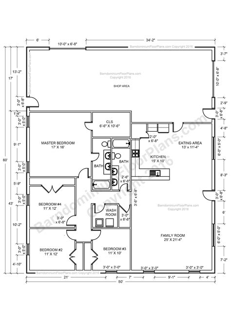 It has a master bedroom with a spacious bathroom in it which can only be accessed from the bedroom. Pole Barn Houses Are Easy to Construct | Barn house plans, Barndominium floor plans, Pole barn ...