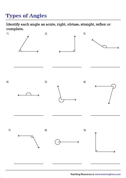 Classifying Angles Worksheet