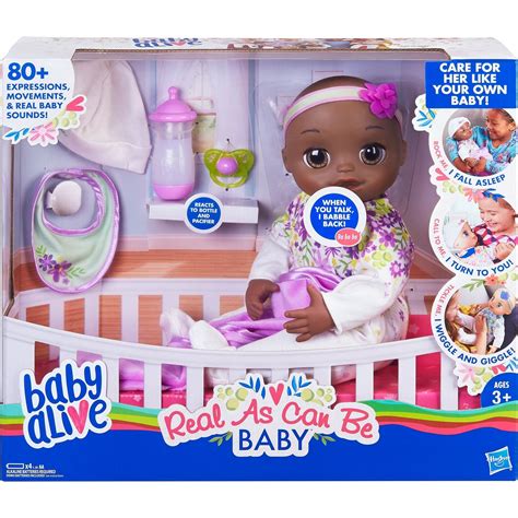 Hasbro Baby Alive Real As Can Be Baby Doll Curly Black Hair Dolls