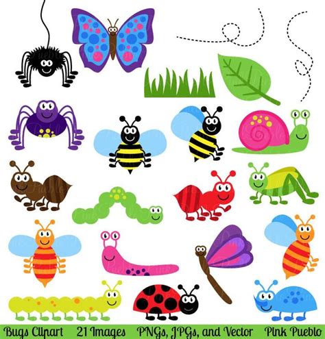 Bugs Clipart Clip Art Insects Clipart Clip Art Vectors Etsy In 2021