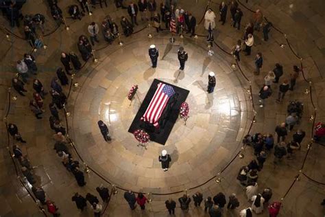 The Casket Of Former President George H W Bush Lying In State In The