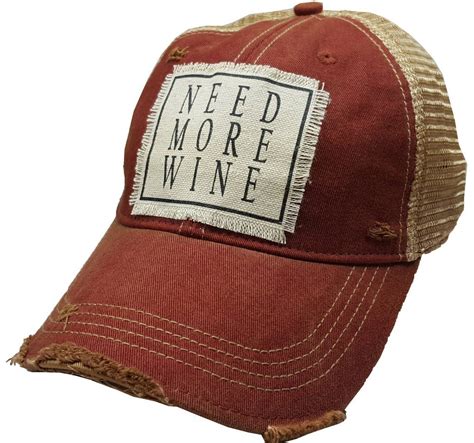 Need More Wine Womens Trucker Baseball Cap Distressed Hat