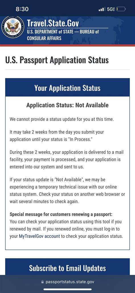 passport application status hasn t been updated it s been more than two weeks my flight is in