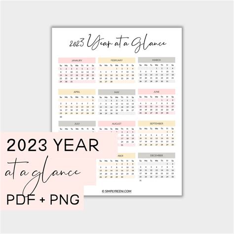 At A Glance 2023 Calendar Printable Template Calendar