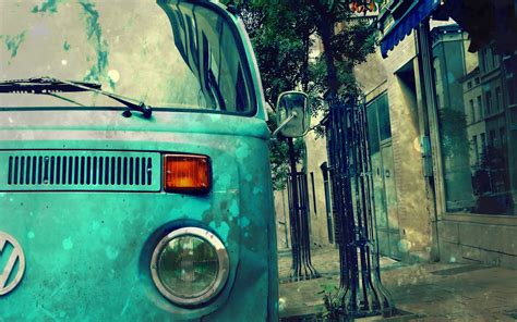 Blue Volkswagen Transporter Vintage Car Photography Hd Car Wallpapers