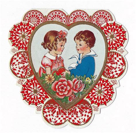 Vintage Heart Shaped Valentines Day Card Vintage Valentine Cards