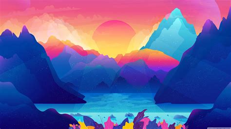 Free Download Animated Colorful Landscape 4k Wallpaper 3840x2160 For