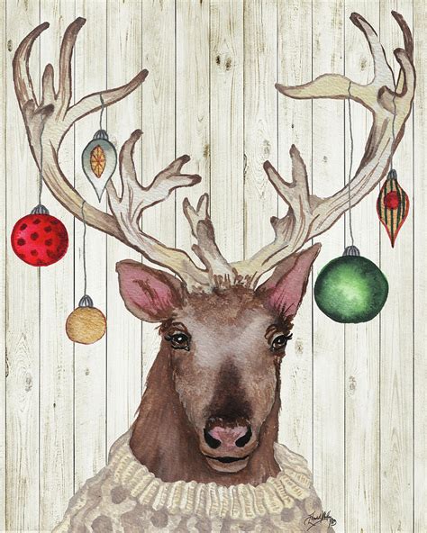 Christmas Reindeer Ii Painting By Elizabeth Medley Fine Art America