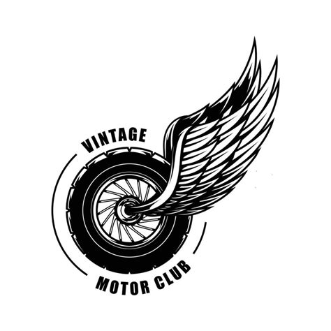 Tire With Two Wings Motorcycle Vintage Logo 6067394 Vector Art At Vecteezy