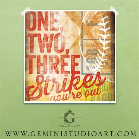 Three Strikes Youre Out Baseball Art Giclee Archival Etsy