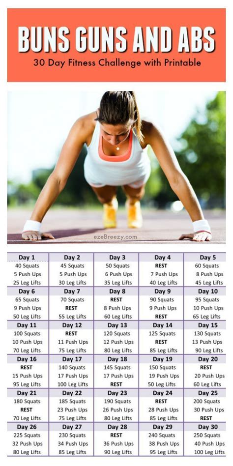 30 Day Fitness Challenge And Printable Month Workout Challenge 30