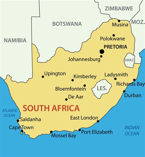 South Africa Capital Cities Map