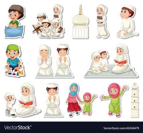 Sticker Set Of Islamic Religious Symbols Vector Image