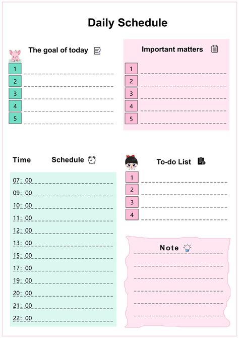 Pdf Of Cute Daily Schedulepdf Wps Free Templates