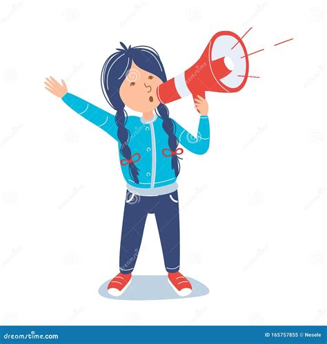 Girl Holding A Megaphone And Announcing Loudspeaker Attention Concept
