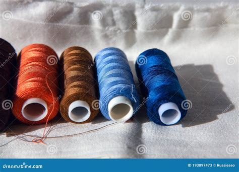 Spools With Sewing Thread Stock Image Image Of Cotton 193897473