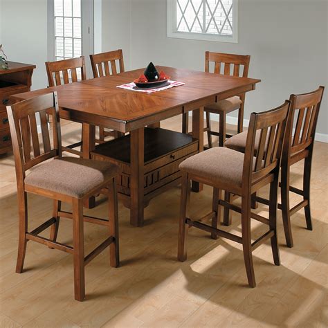 Whether in a cozy breakfast nook, quaint kitchen or spacious dining room, a pub table set makes a striking choice for your home. Jofran Saddle Brown 7 Piece Rectangular Counter Height ...