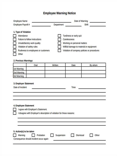 Free 7 Sample Warning Notice Forms In Ms Word Pdf