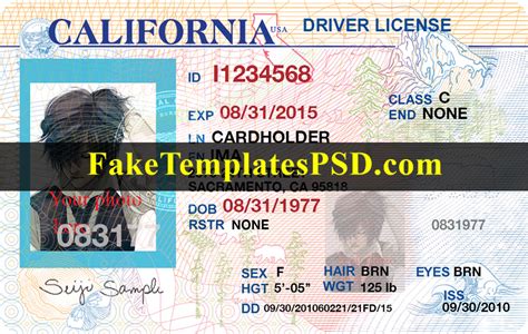 California Driver License Template Psd V2 2024