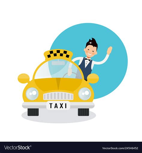 Yellow Taxi Driver Icon Royalty Free Vector Image
