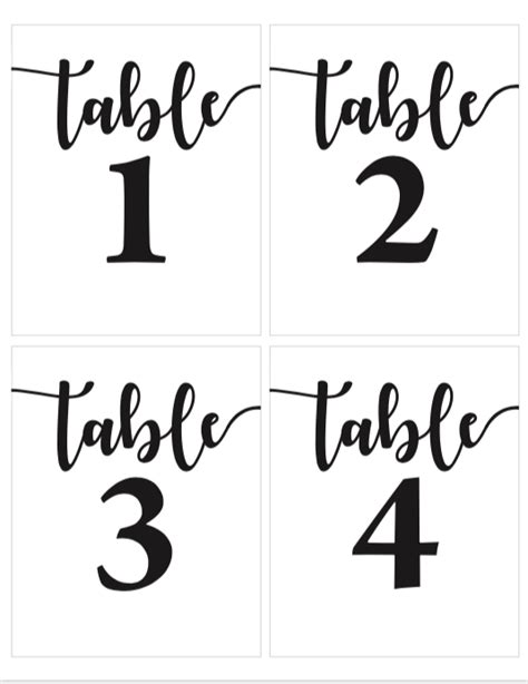 Table Numbers Printable Pdf Free