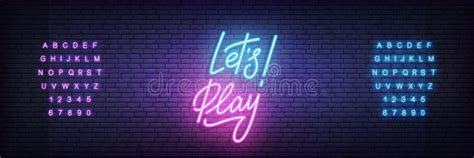 Let S Play Neon Template Glowing Neon Lettering Lets Play Sign Stock