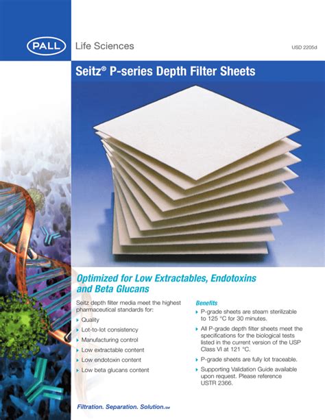 Seitz P Series Depth Filter Sheets Optimized For Low Extractables