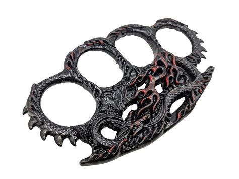 Paperweight Metal Knuckle Duster Red Fire Dragon M080rd