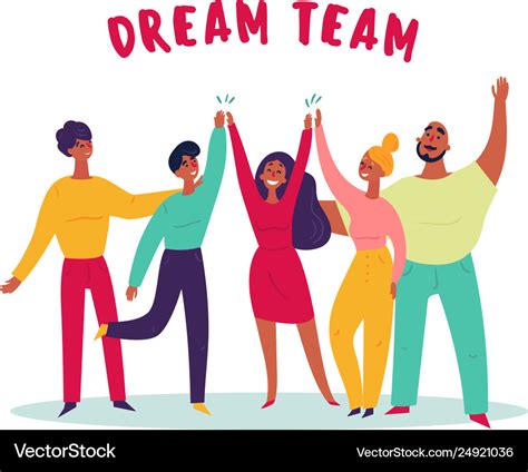 Dream Team Text Group Young People Teamwork Vector Image