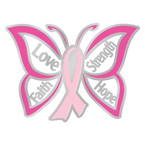 Love Faith Strength Hope Butterfly Design Breast Cancer Awareness Lapel