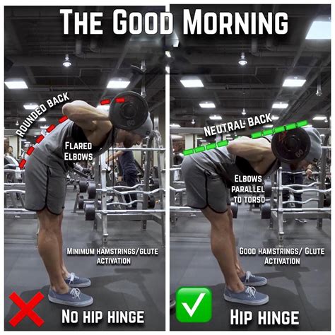 How To Good Mornings Proper Form Good Mornings Exercise Back