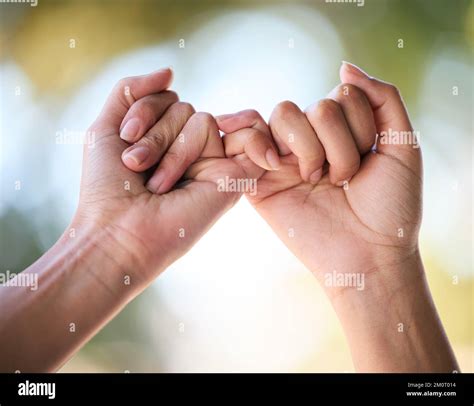 Friends Hands Promise And Hook Fingers For Support Trust And Love