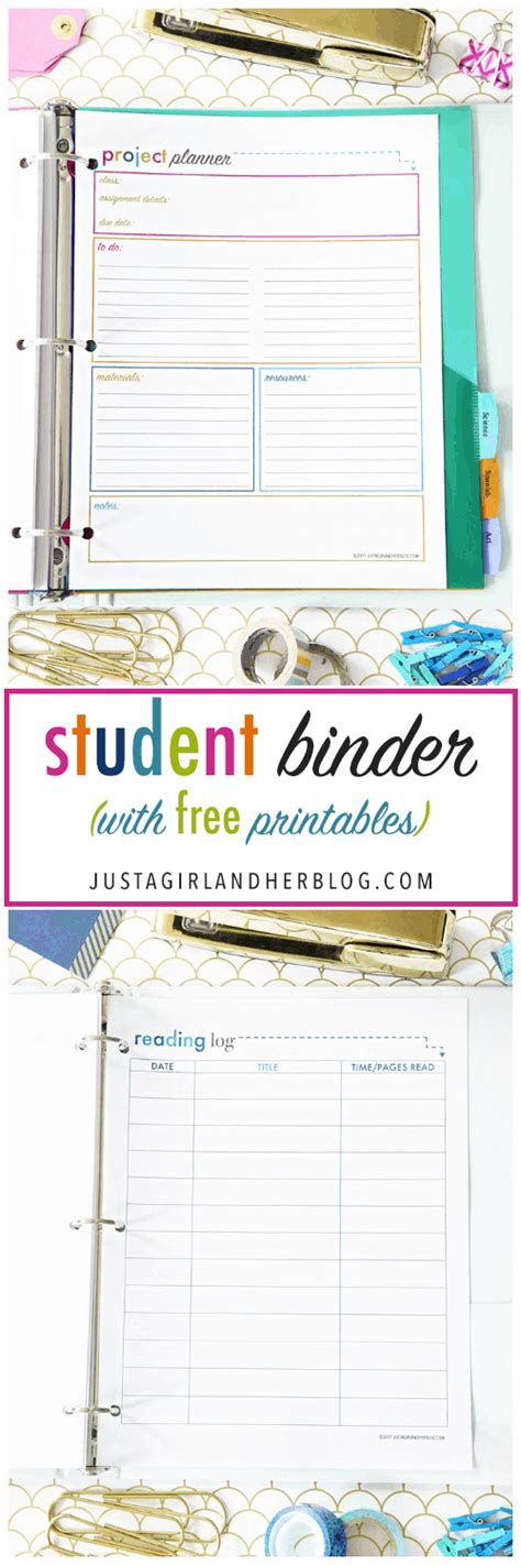 Free Printable Student Binder Printable Templates