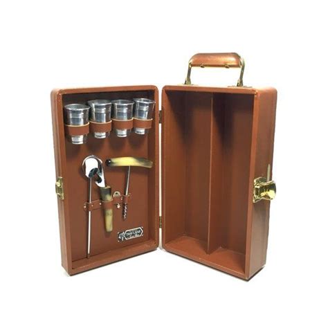 Wooden travel bar set portable bar set brown easy carry everywhere free ship. Travel Bar Set with Aluminum Barware and Extra Flask ...