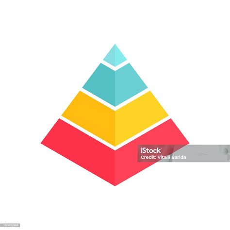Bentuk Piramida Dengan Empat Grafik Berwarnawarni Templat Isometrik