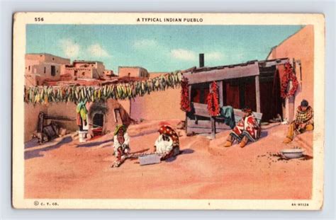 Postcard Native American Indian Pueblo Arizona New Mexico S Unposted Linen Picclick